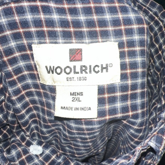 Woolrich Men's Cotton Long Sleeve Button Down Shirt Navy Plaid 2XL - Picture 4 of 6